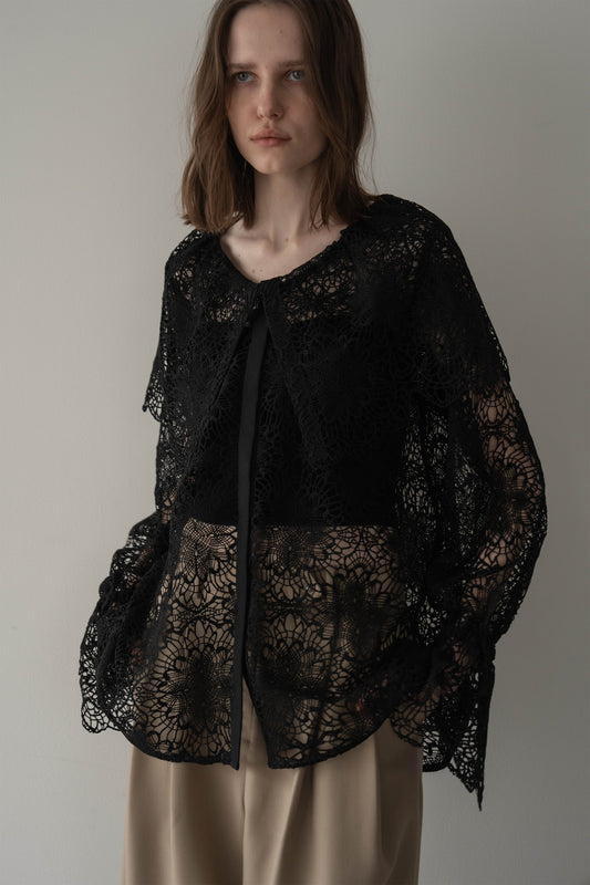 ビックカラーレースシャツ【BLACK】
