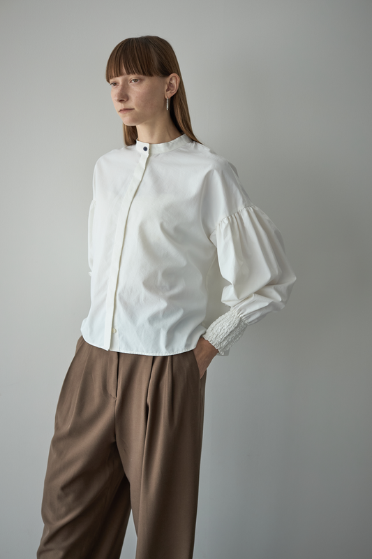 シャーリングカフスブラウス【WHITE】