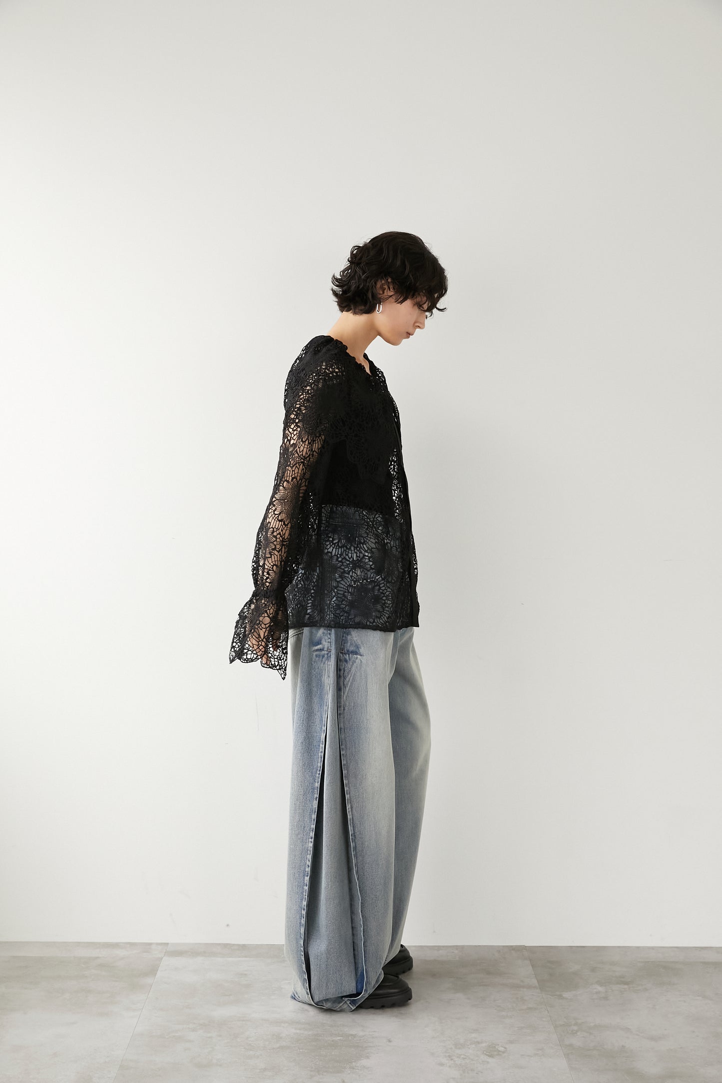 ビックカラーレースシャツ【BLACK】