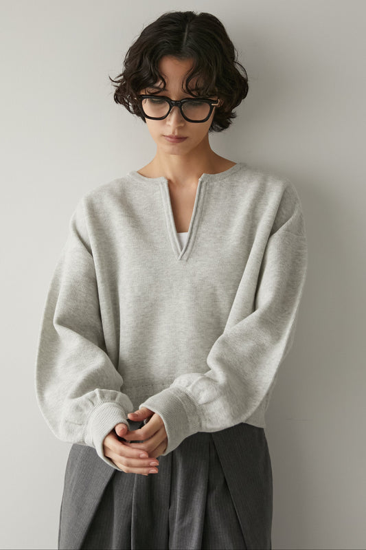スキッパーニットトップス【GRAY】