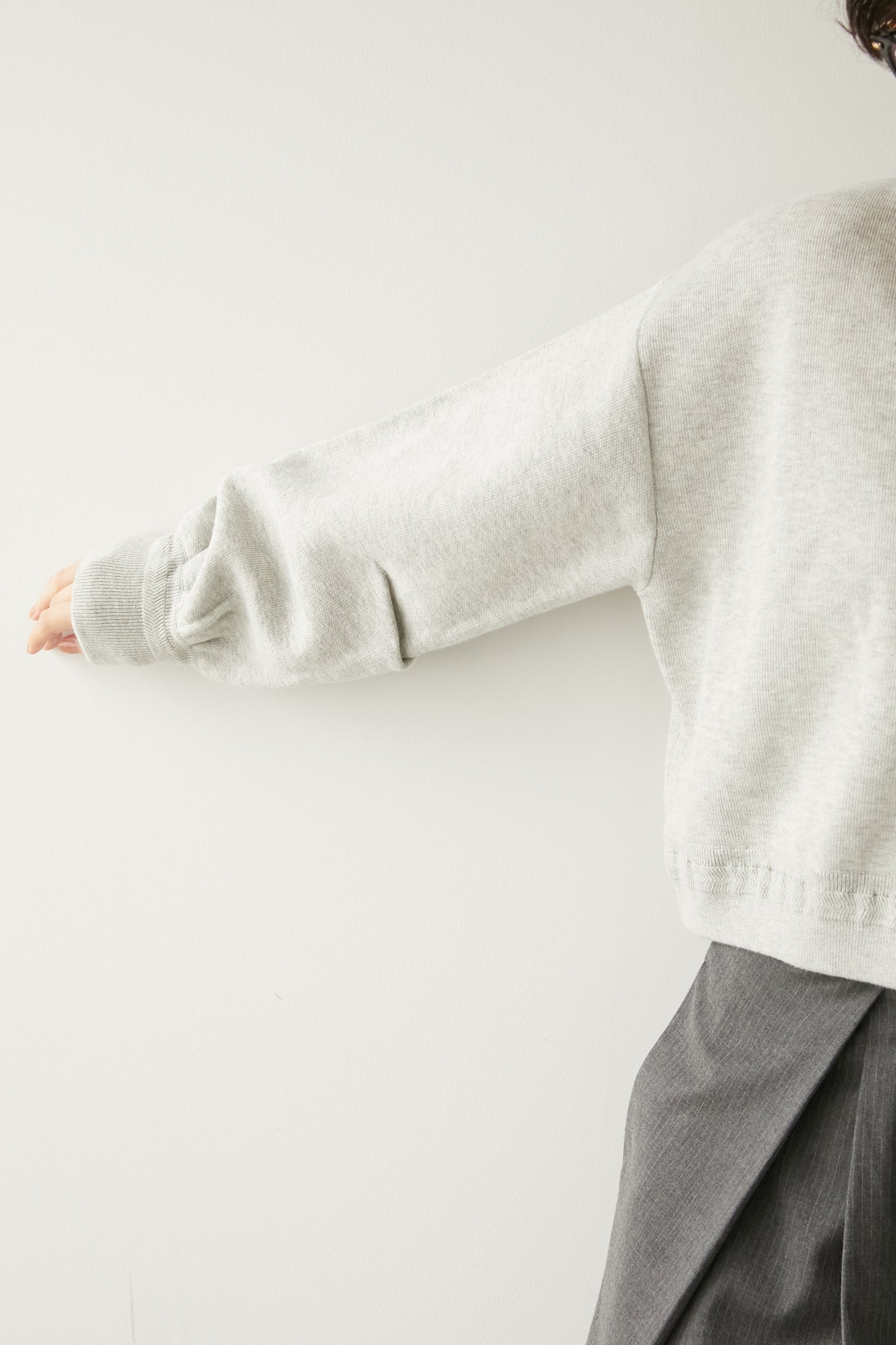スキッパーニットトップス【GRAY】