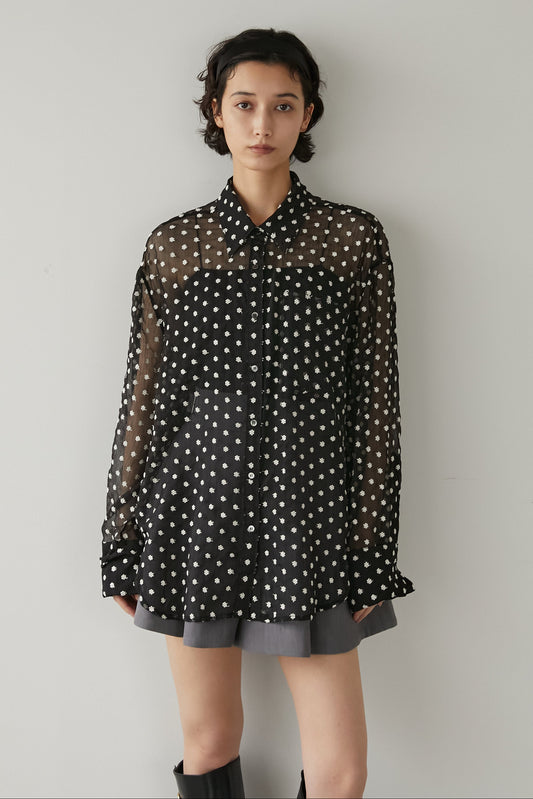 シアーオーバーシャツ【BLACK(MULTI)】