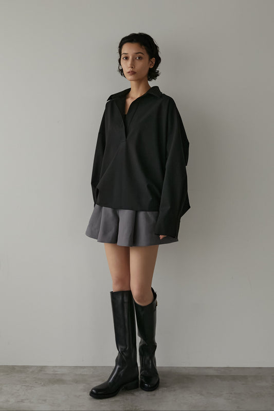 ウォッシャブルウールシャツ【BLACK】