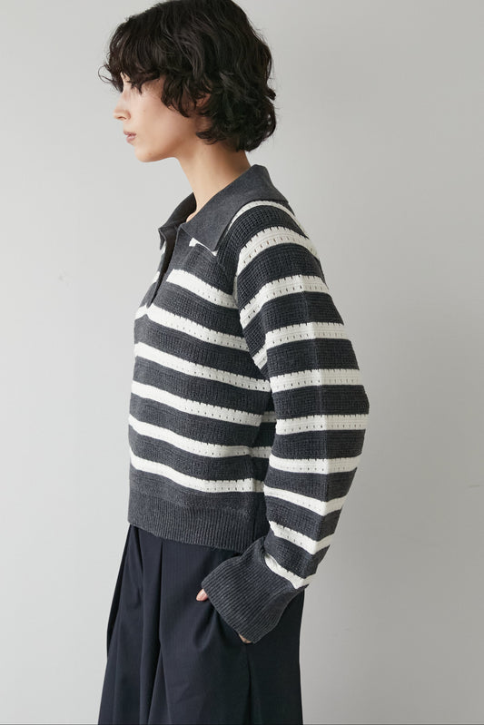 アイレットボーダーニット【GRAY】