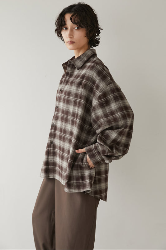 チェックオーバーシャツ【BROWN】