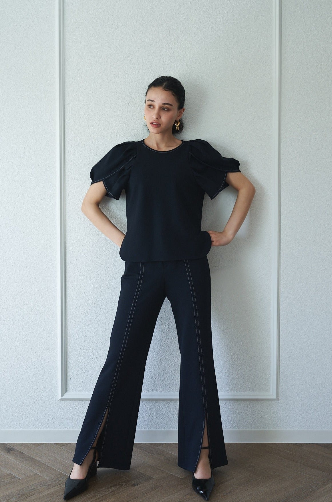 【予約販売5月末配送】ジョーゼットPT【NAVY】