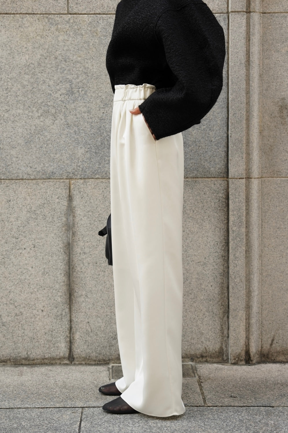サテンワイドパンツ【WHITE】