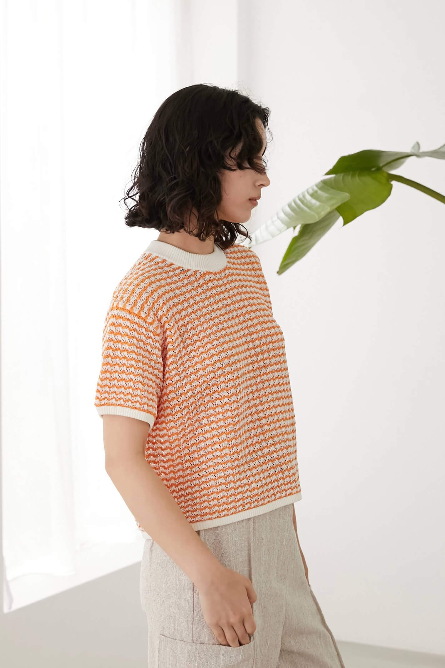 ボーダーニット【ORANGE】