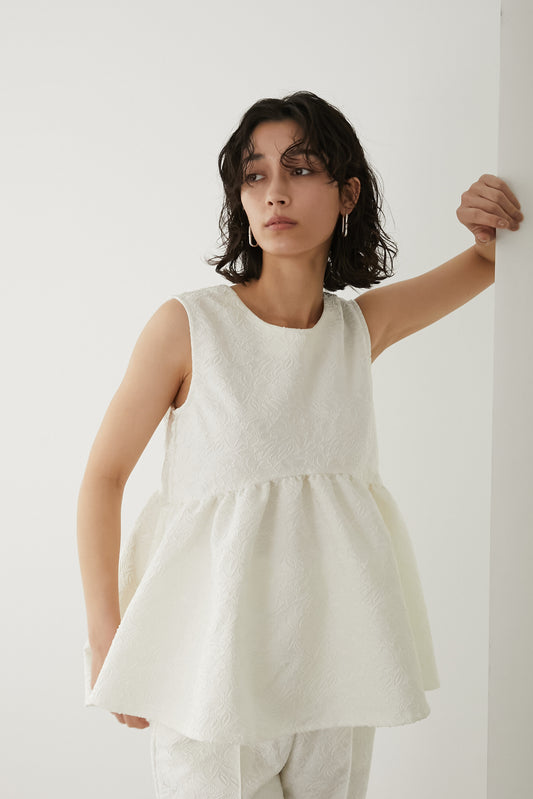 ジャガードペプラムトップス【WHITE】