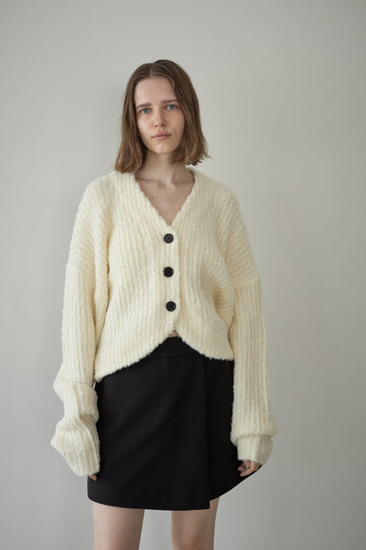 ショートブークレカーディガン【WHITE】