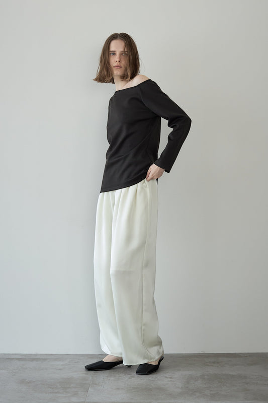 【予約販売4月末配送】サテンワイドパンツ【WHITE】