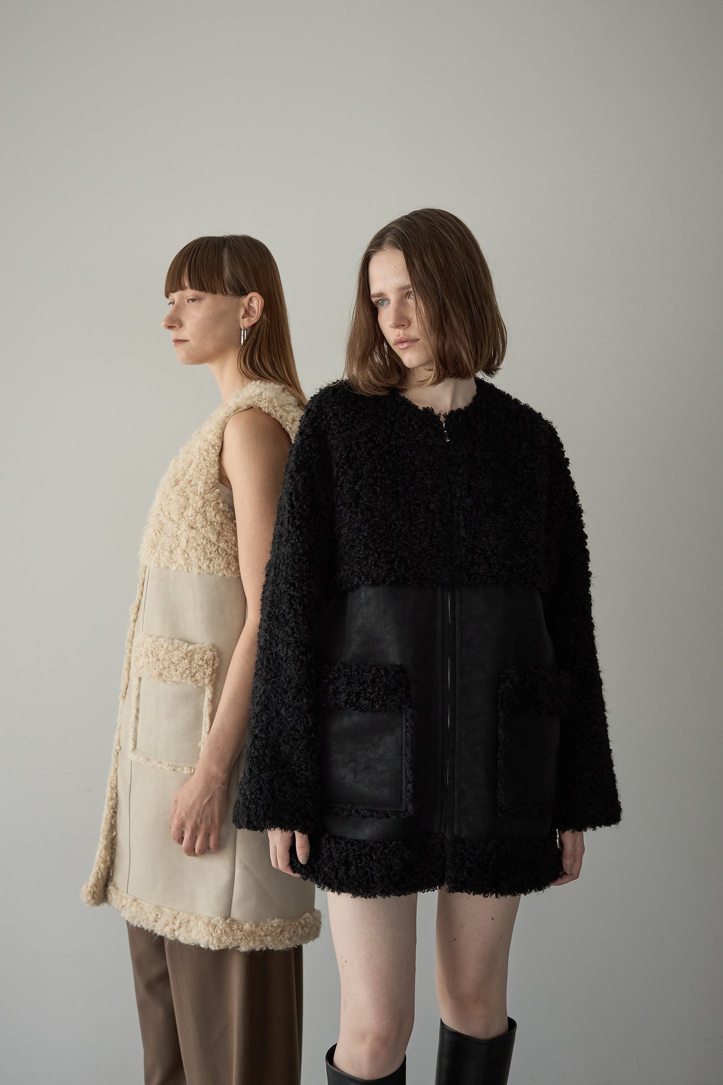 フェイクムートンアウター【BLACK】