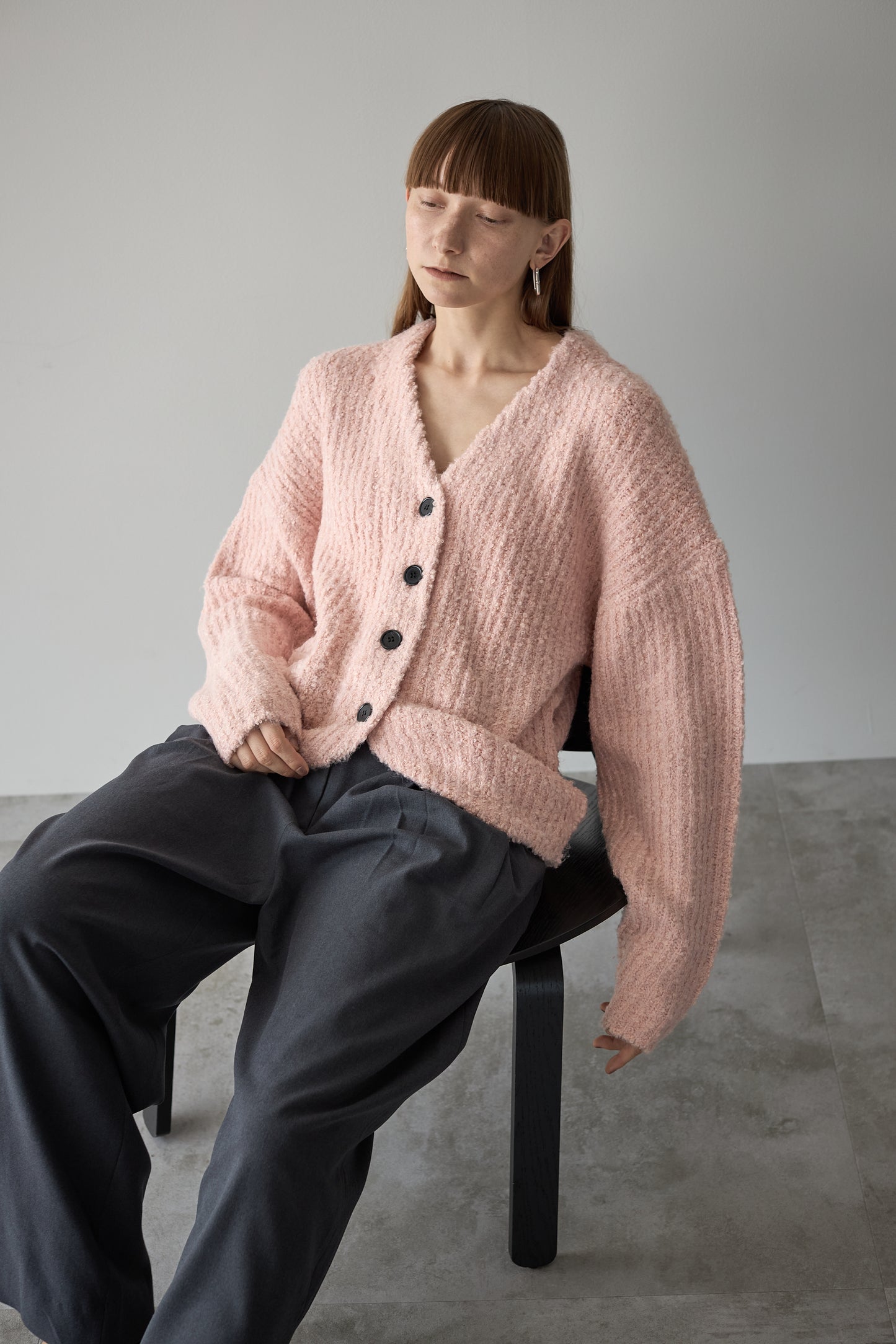 ロングブークレカーディガン【PINK】