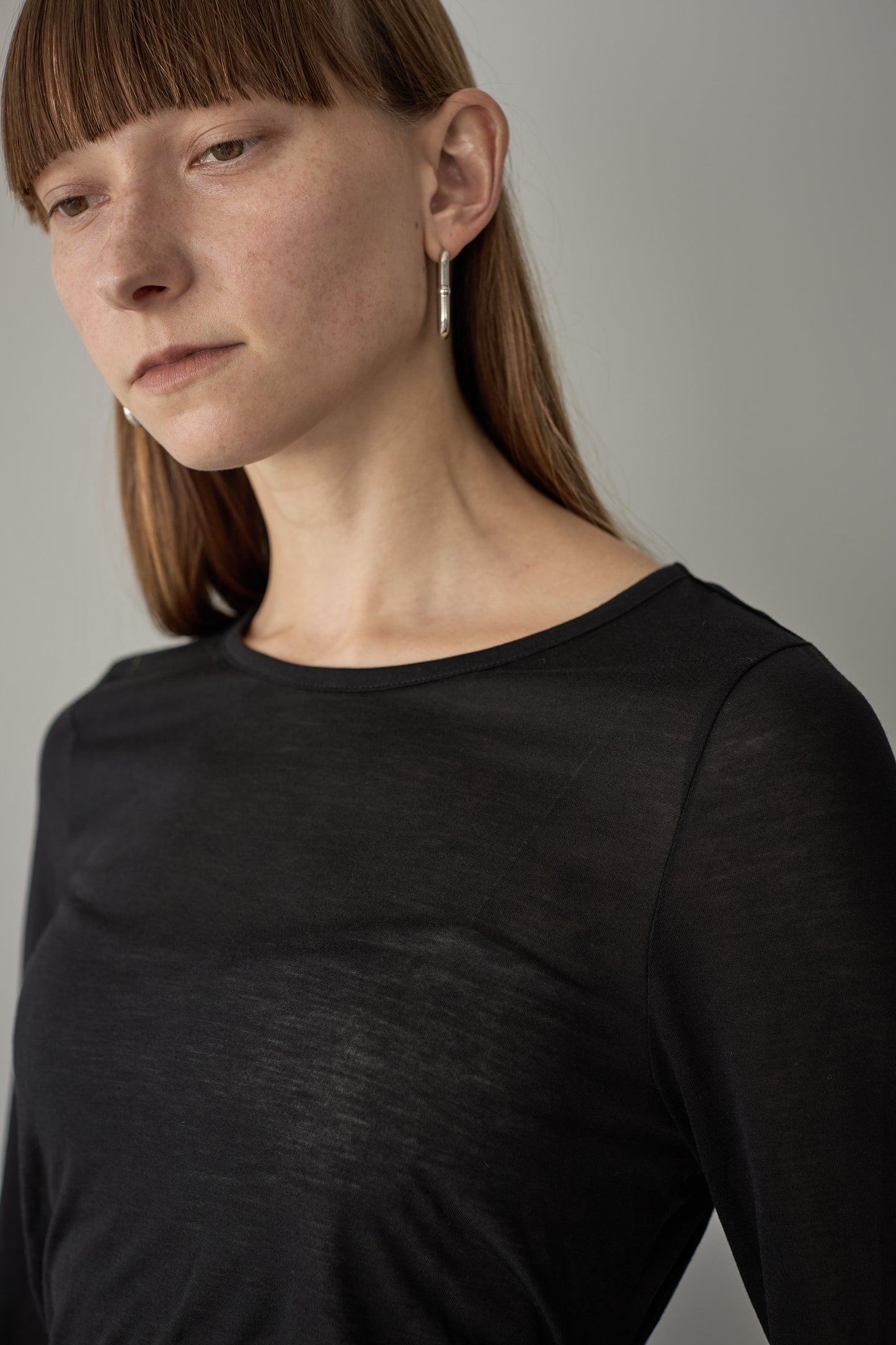 サイドギャザーTEE【BLACK】