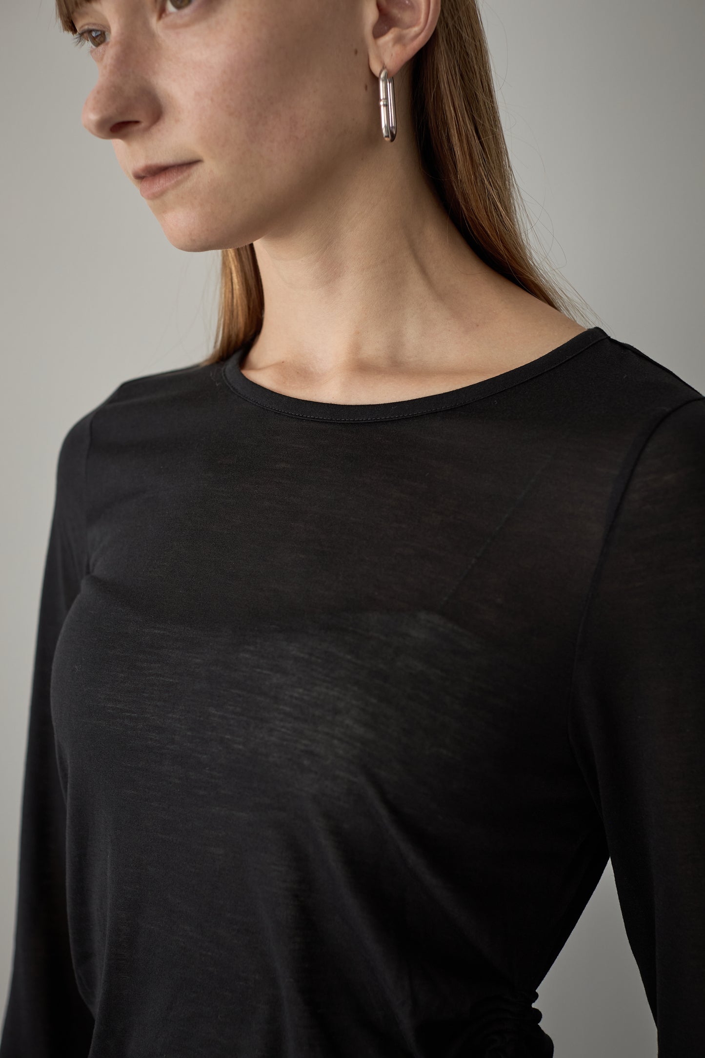 サイドギャザーTEE【BLACK】