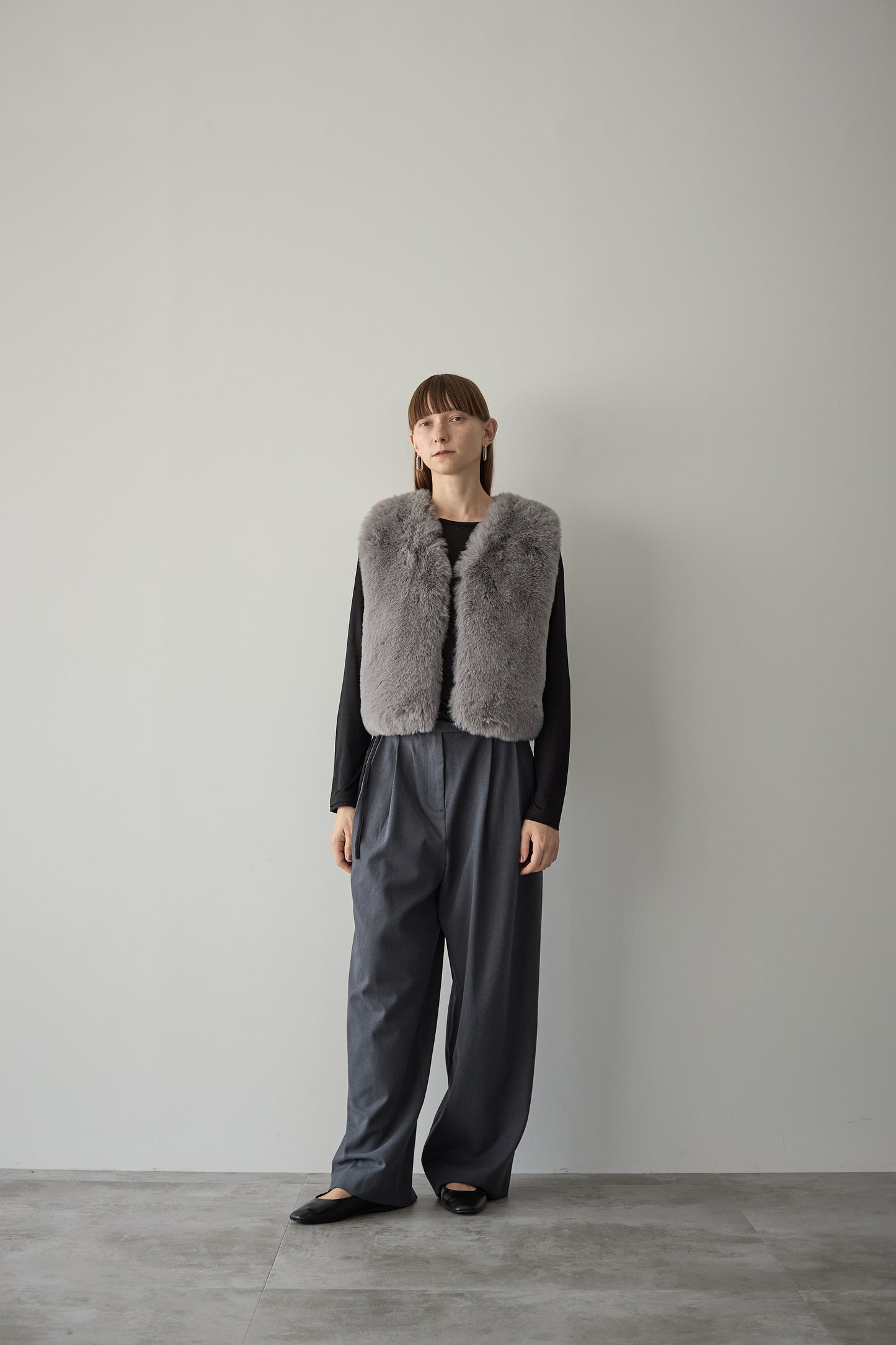 ファーショートベスト【GRAY】