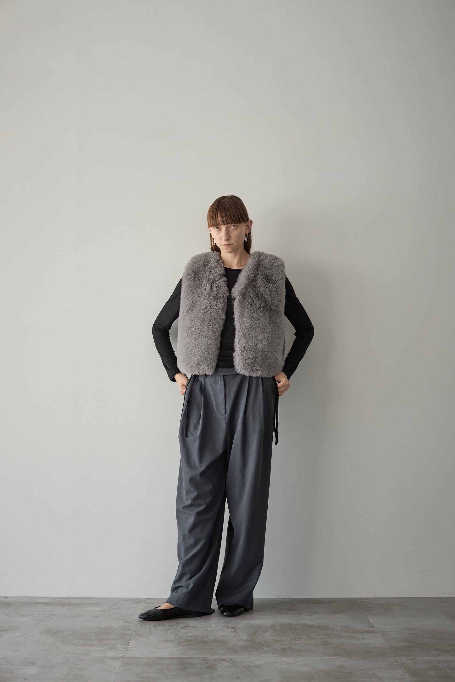 ファーショートベスト【GRAY】