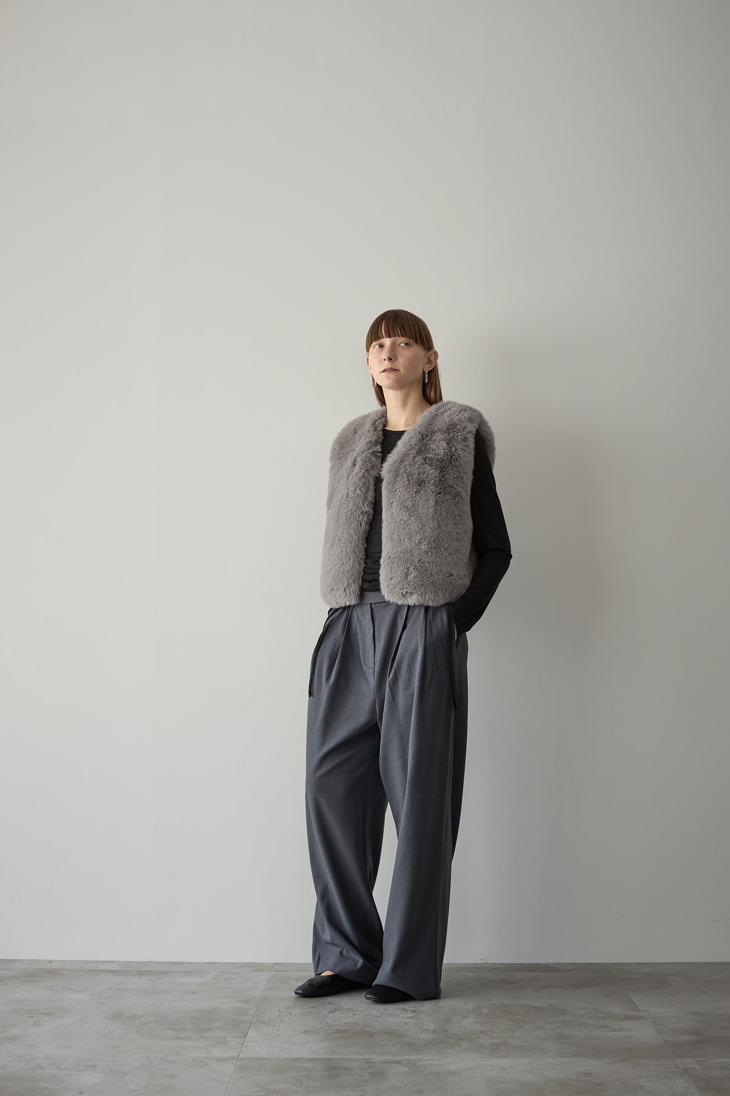 ファーショートベスト【GRAY】
