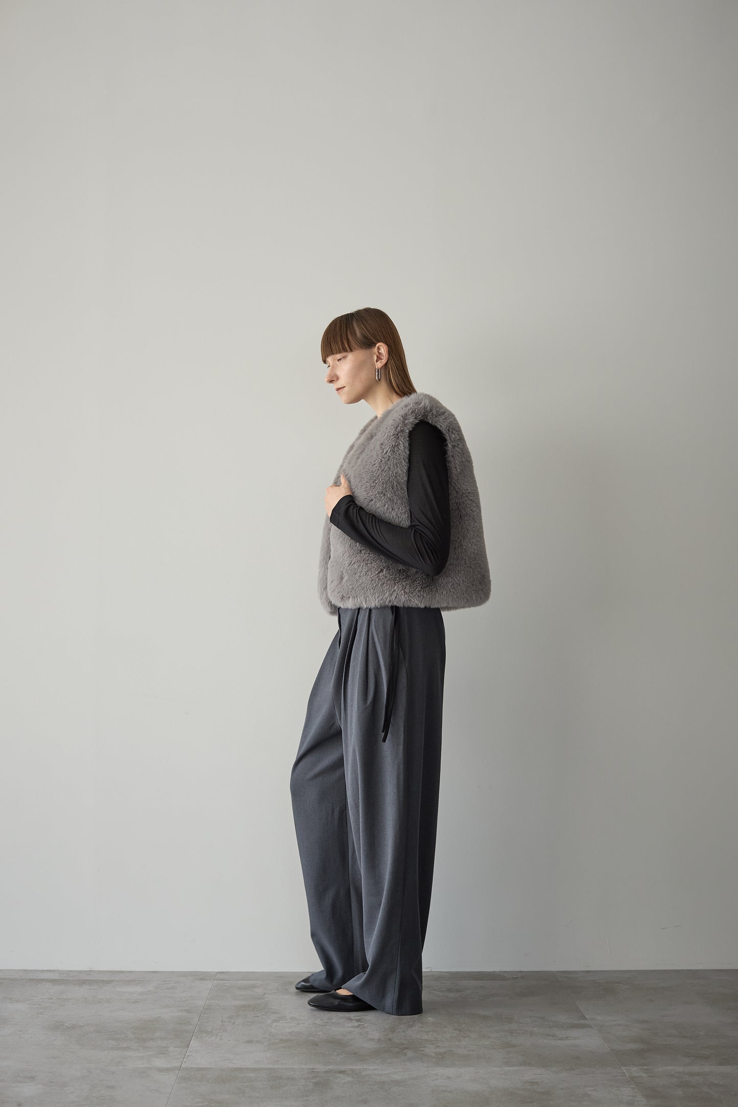 ファーショートベスト【GRAY】