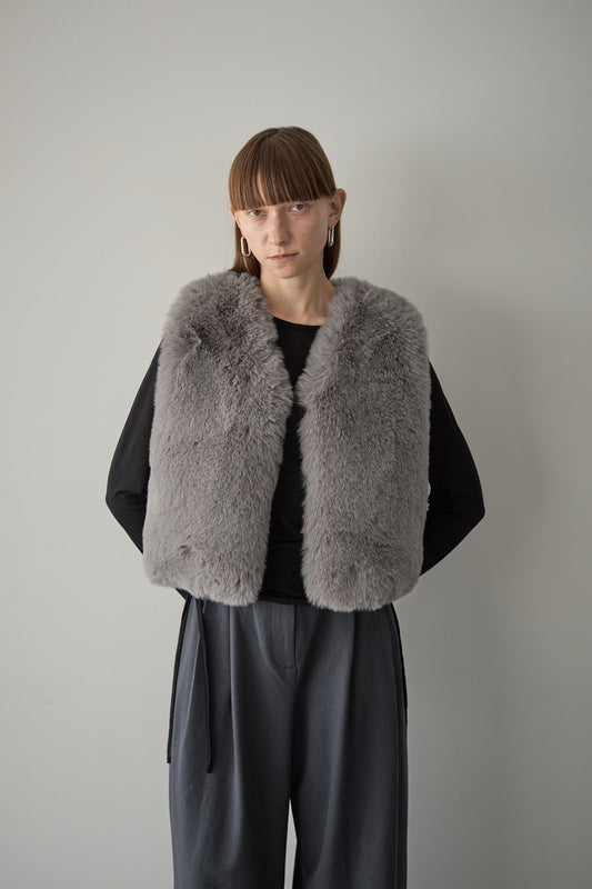 【予約販売11月下旬配送】ファーショートベスト【GRAY】