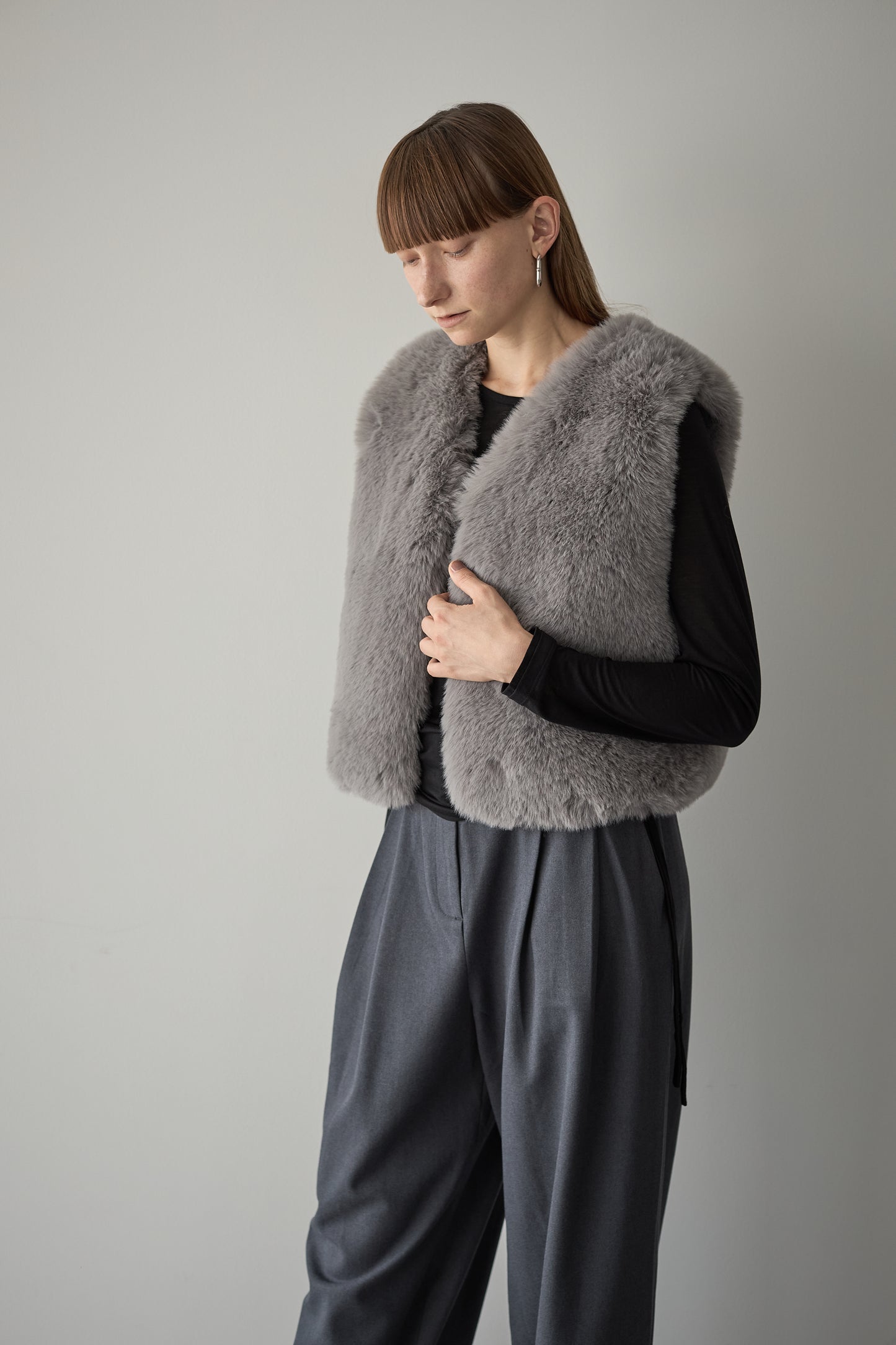 ファーショートベスト【GRAY】