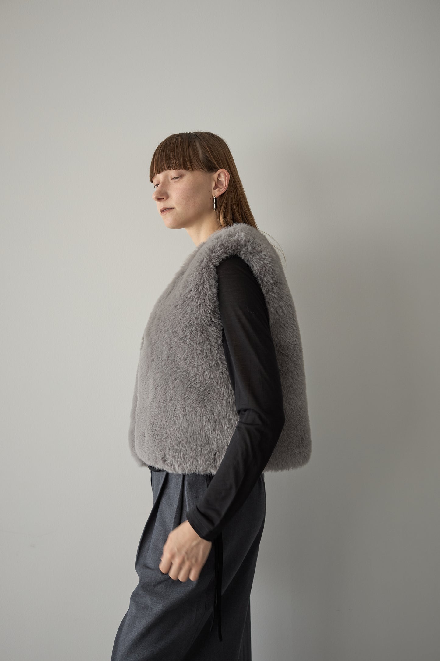 ファーショートベスト【GRAY】