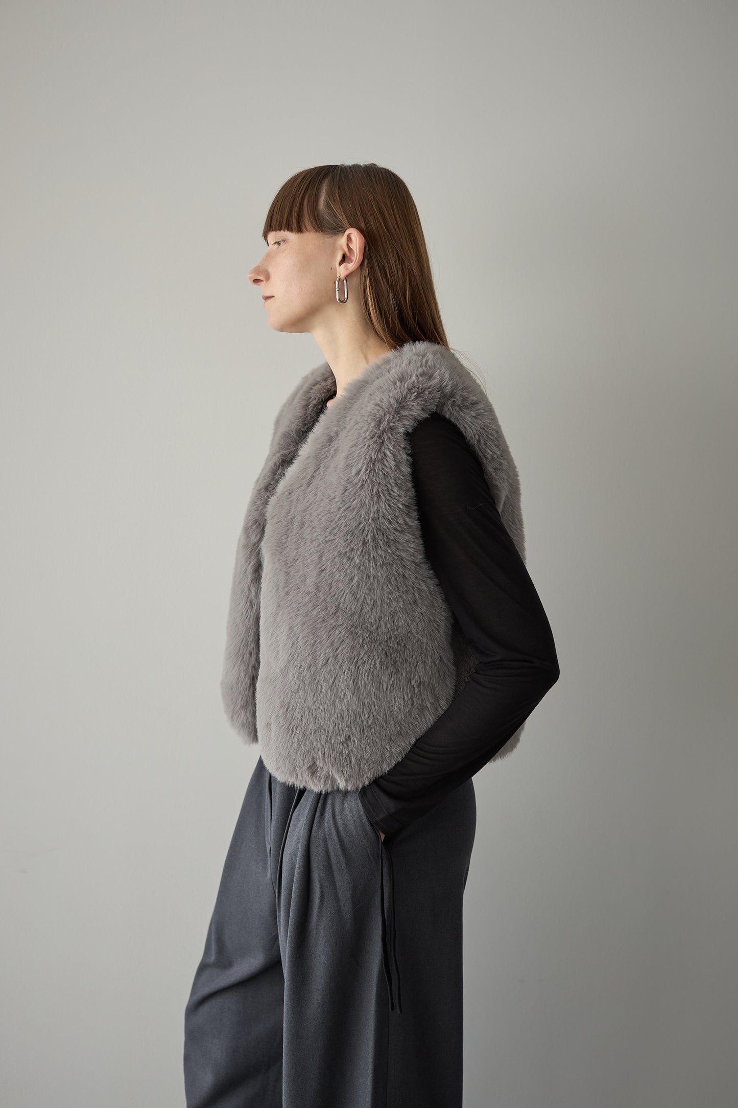 ファーショートベスト【GRAY】