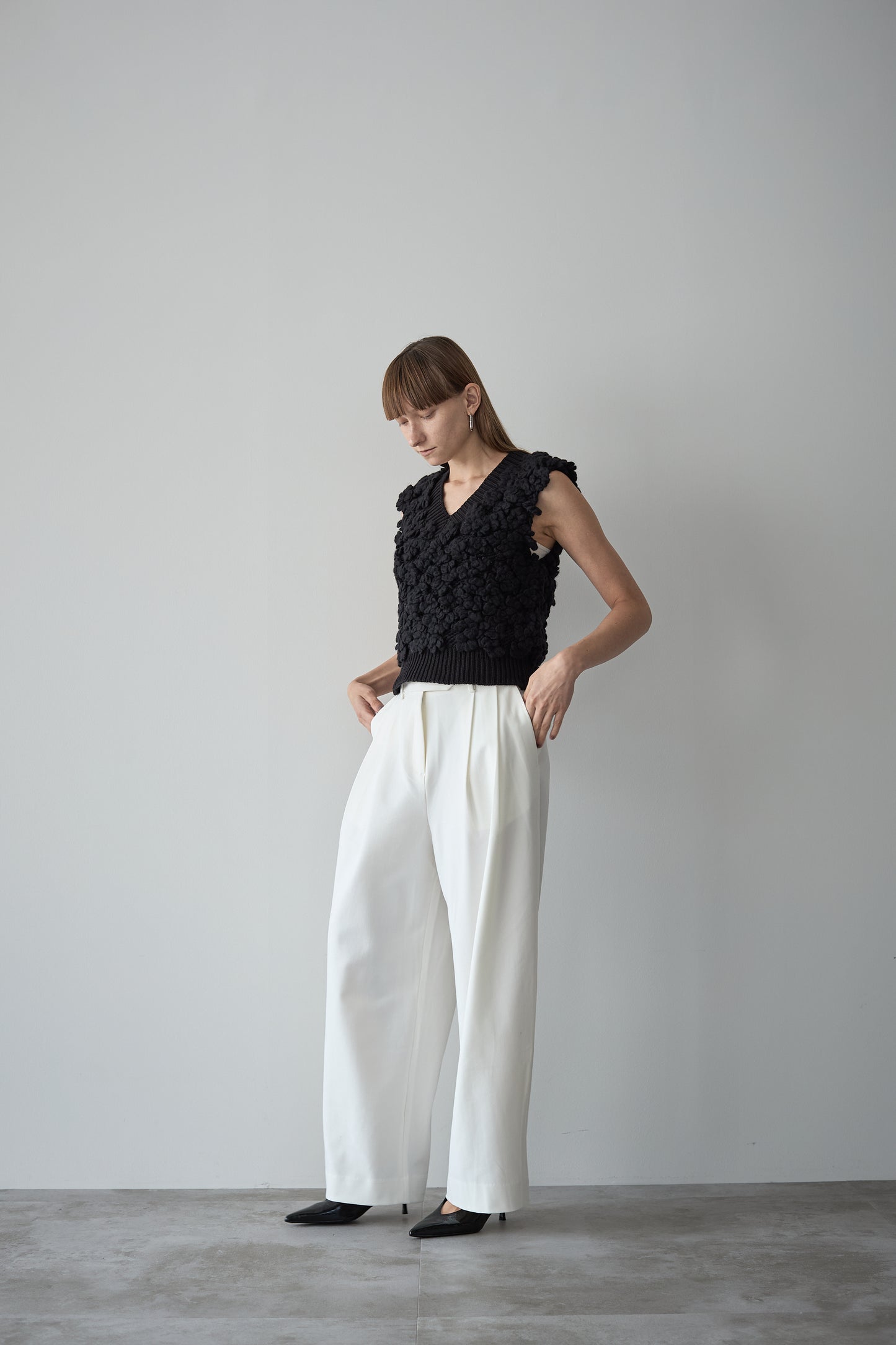 モコモコニットベスト【BLACK】