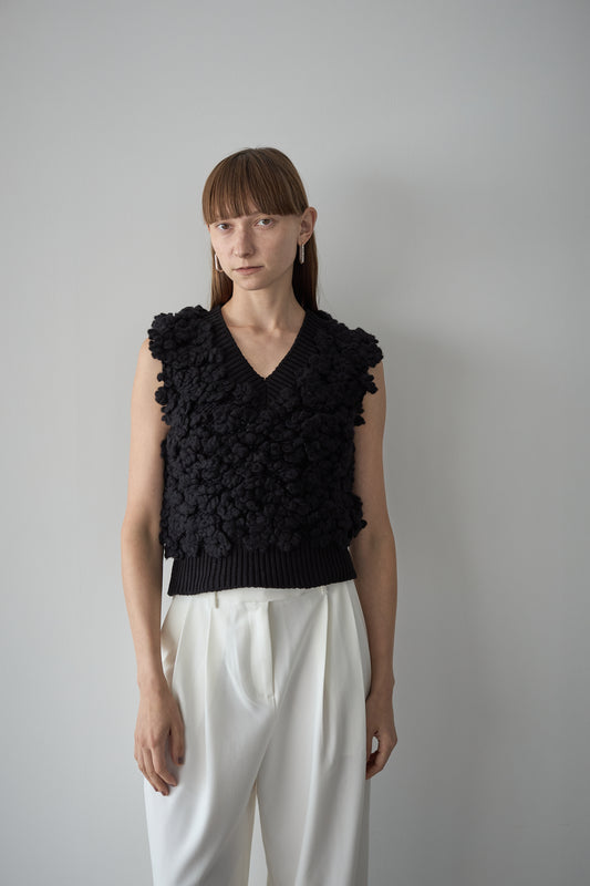 モコモコニットベスト【BLACK】