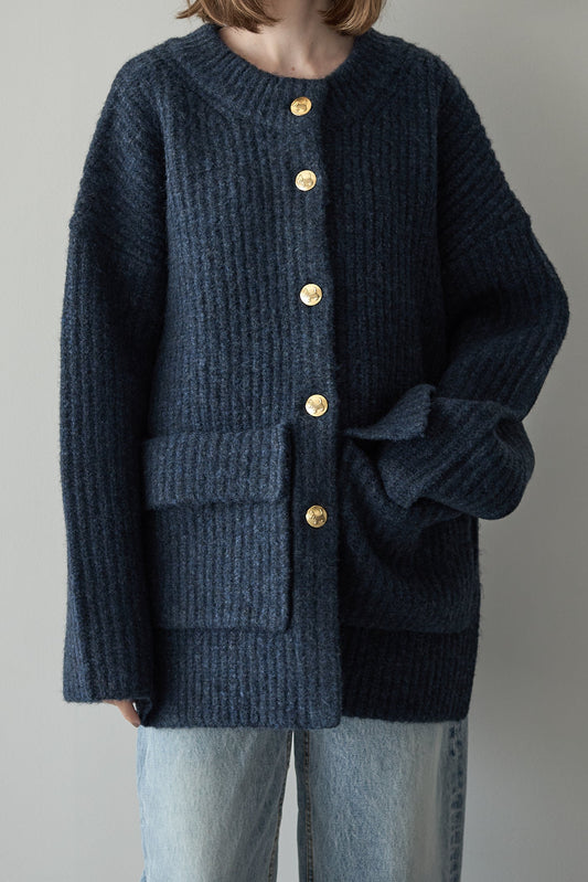 ドッグボタンニットコート【BLUE】