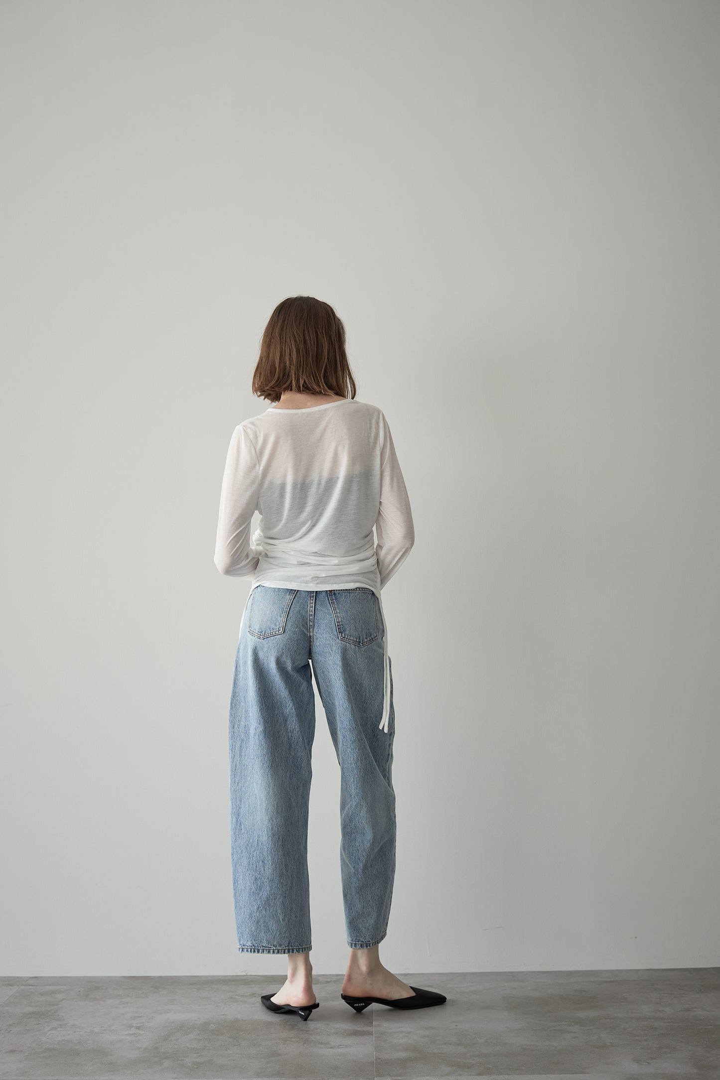 サイドギャザーTEE【WHTIE】