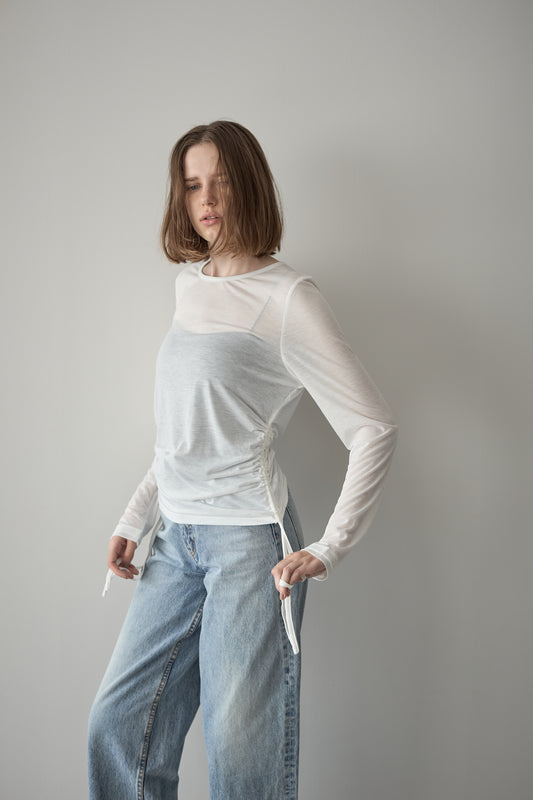 サイドギャザーTEE【WHTIE】