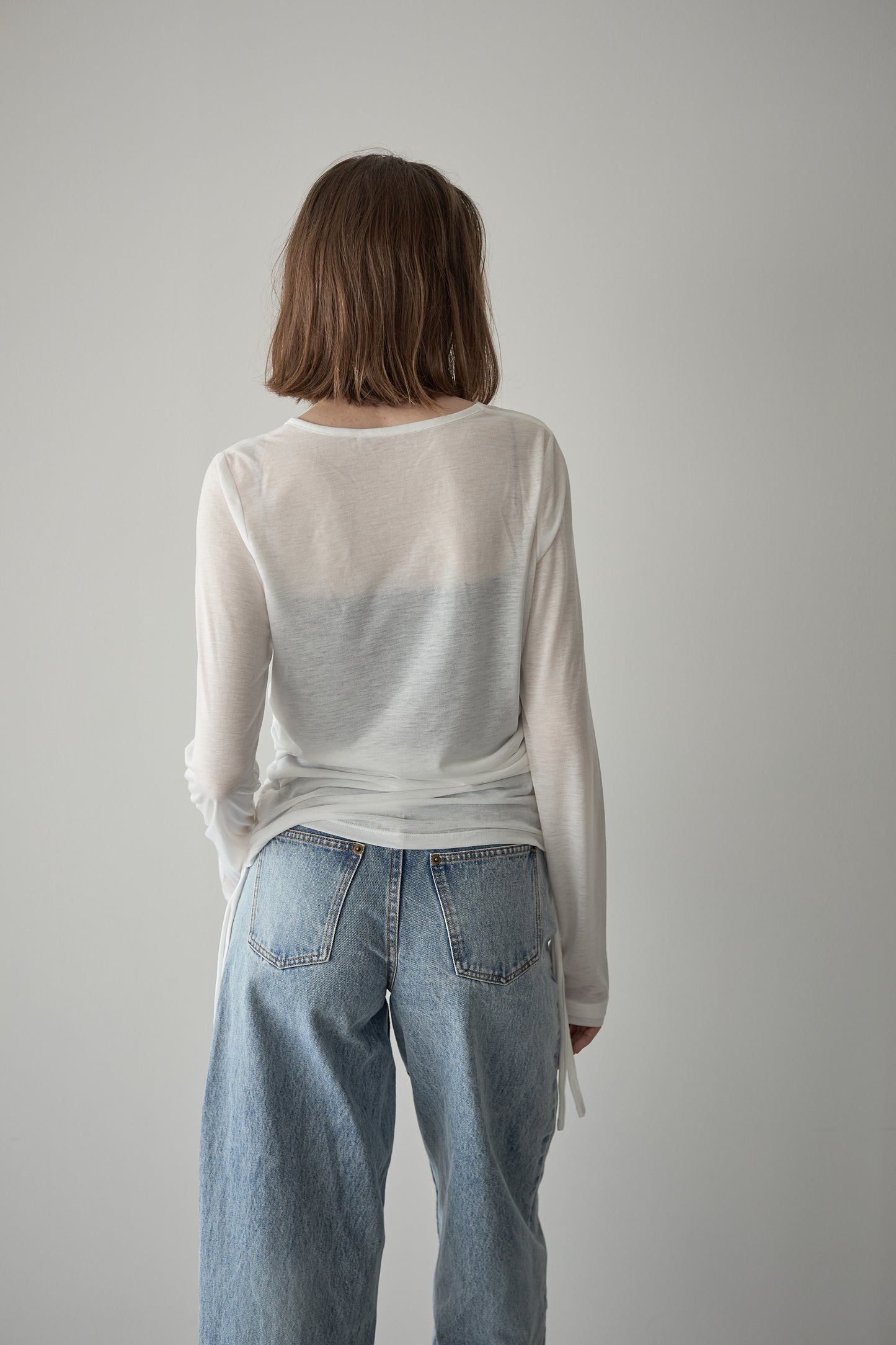 サイドギャザーTEE【WHTIE】