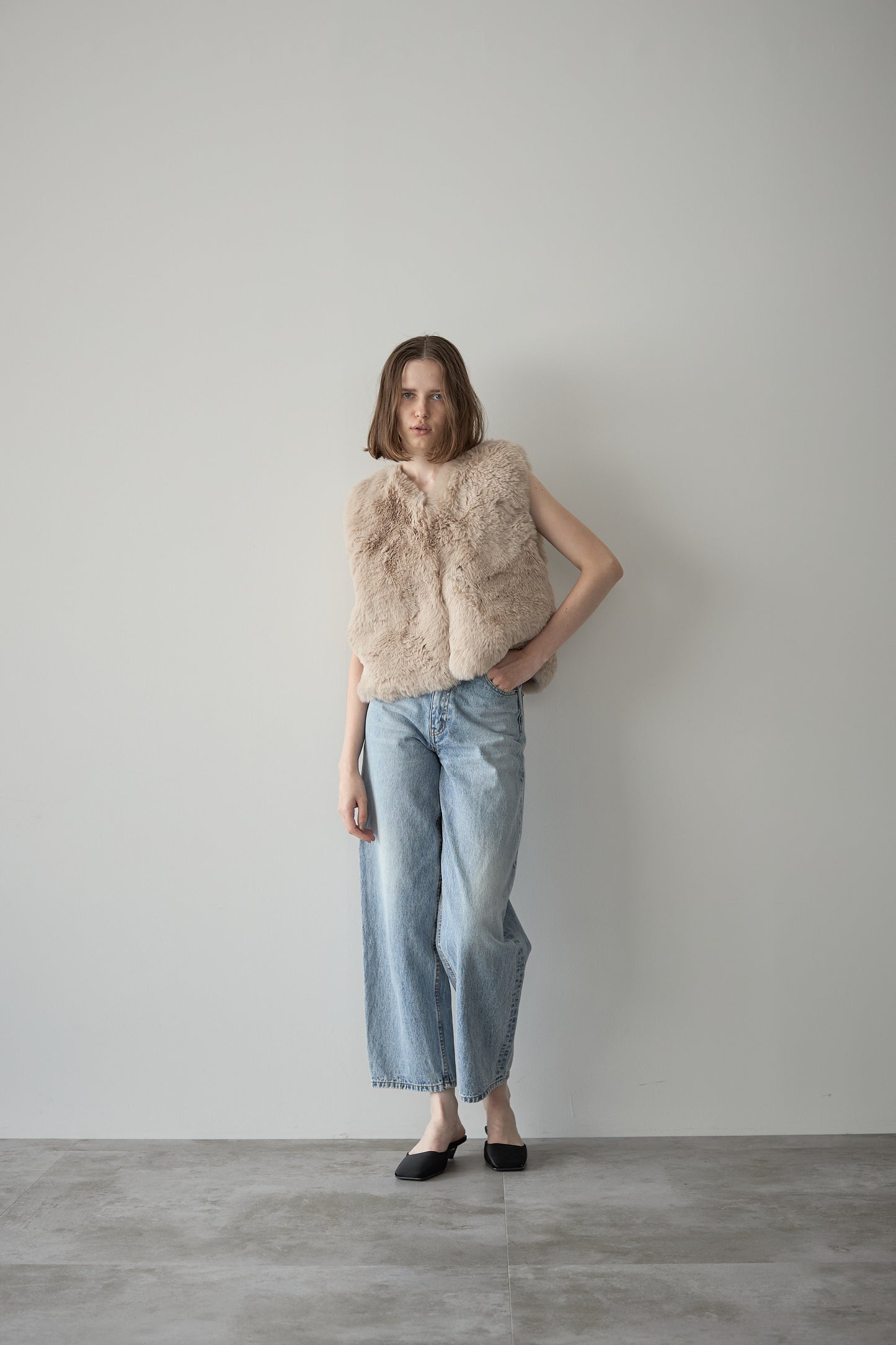 ファーショートベスト【BEIGE】