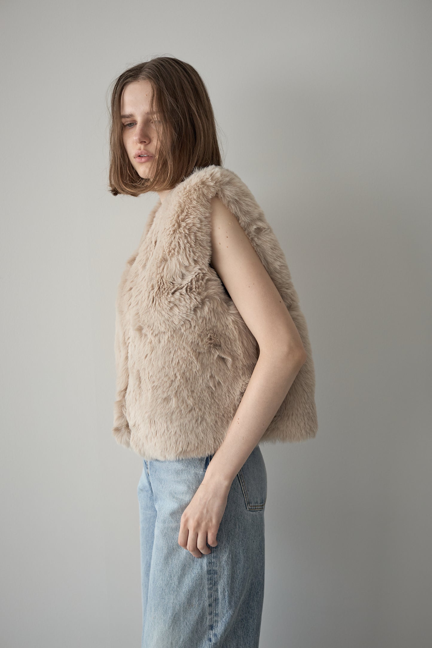 ファーショートベスト【BEIGE】