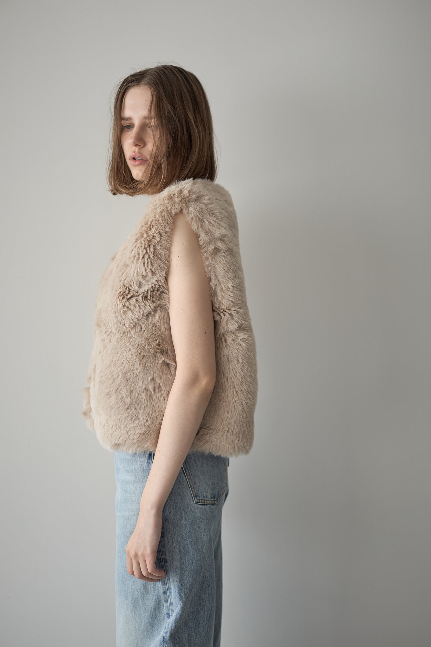 ファーショートベスト【BEIGE】