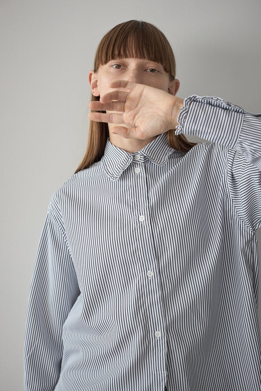 フリルカラーシャツ【STRIPE】