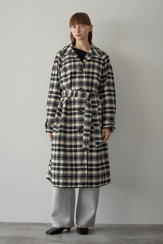 チェックロングアウター【BLACK】