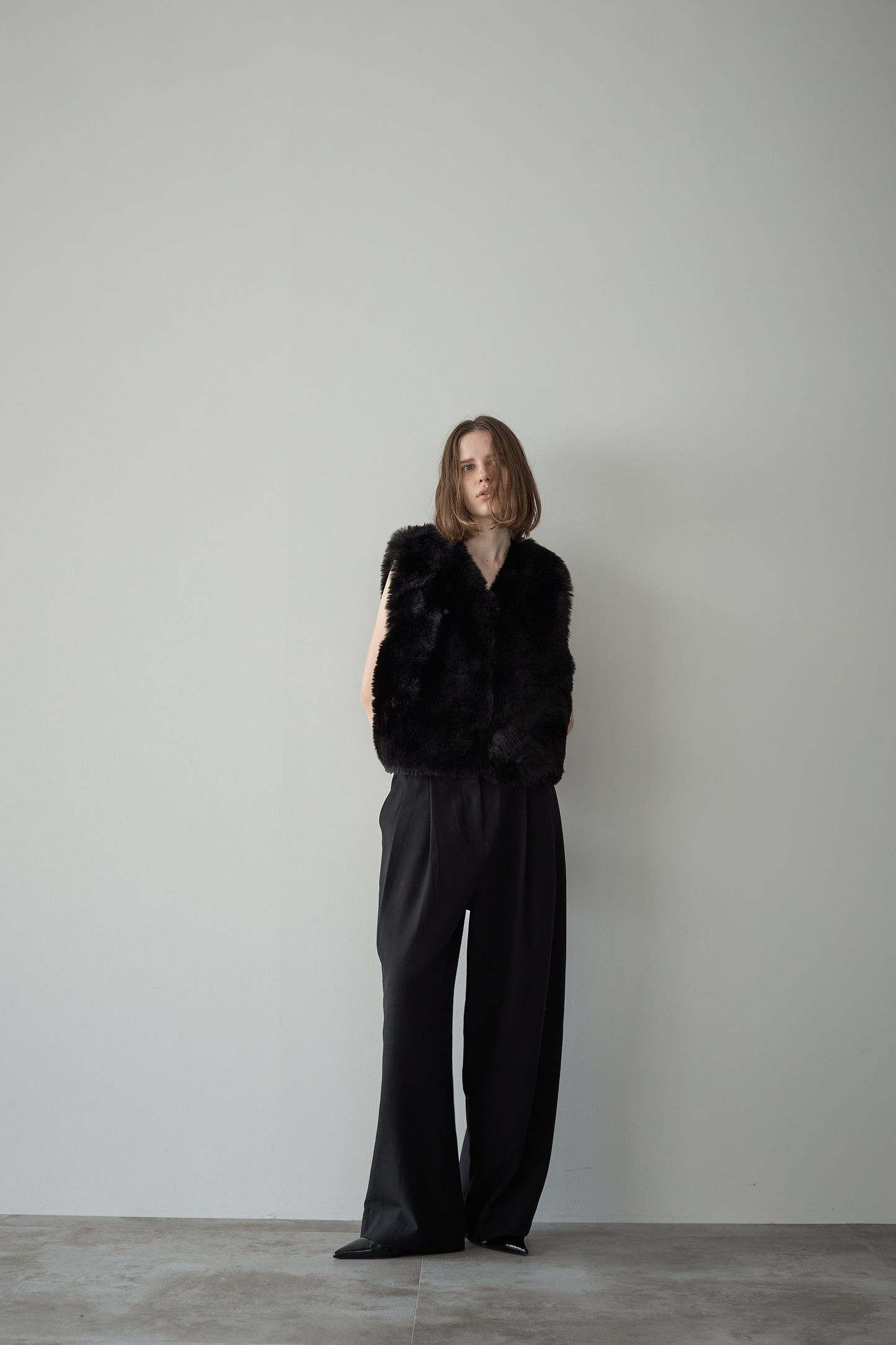 ファーショートベスト【BLACK】