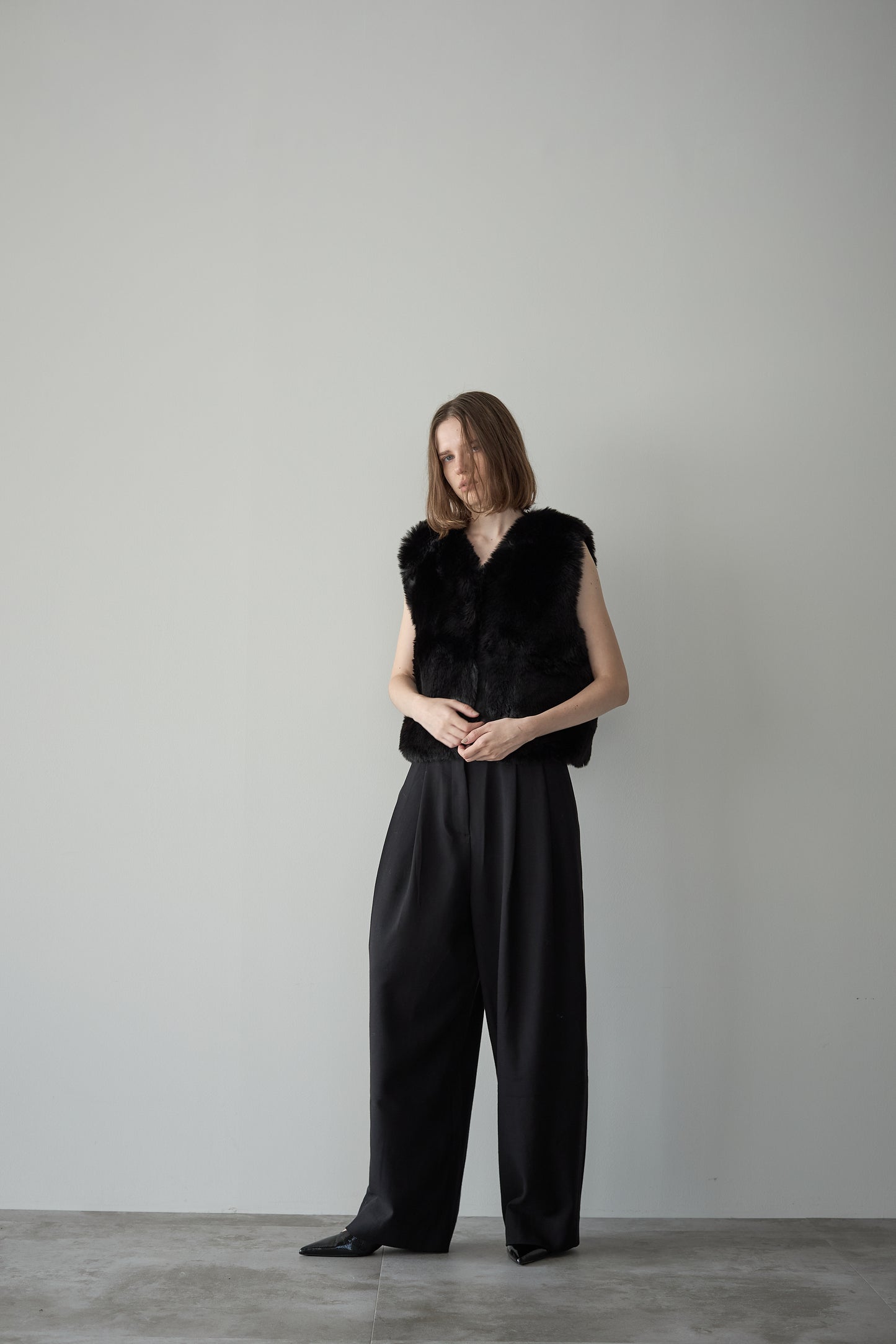 ファーショートベスト【BLACK】