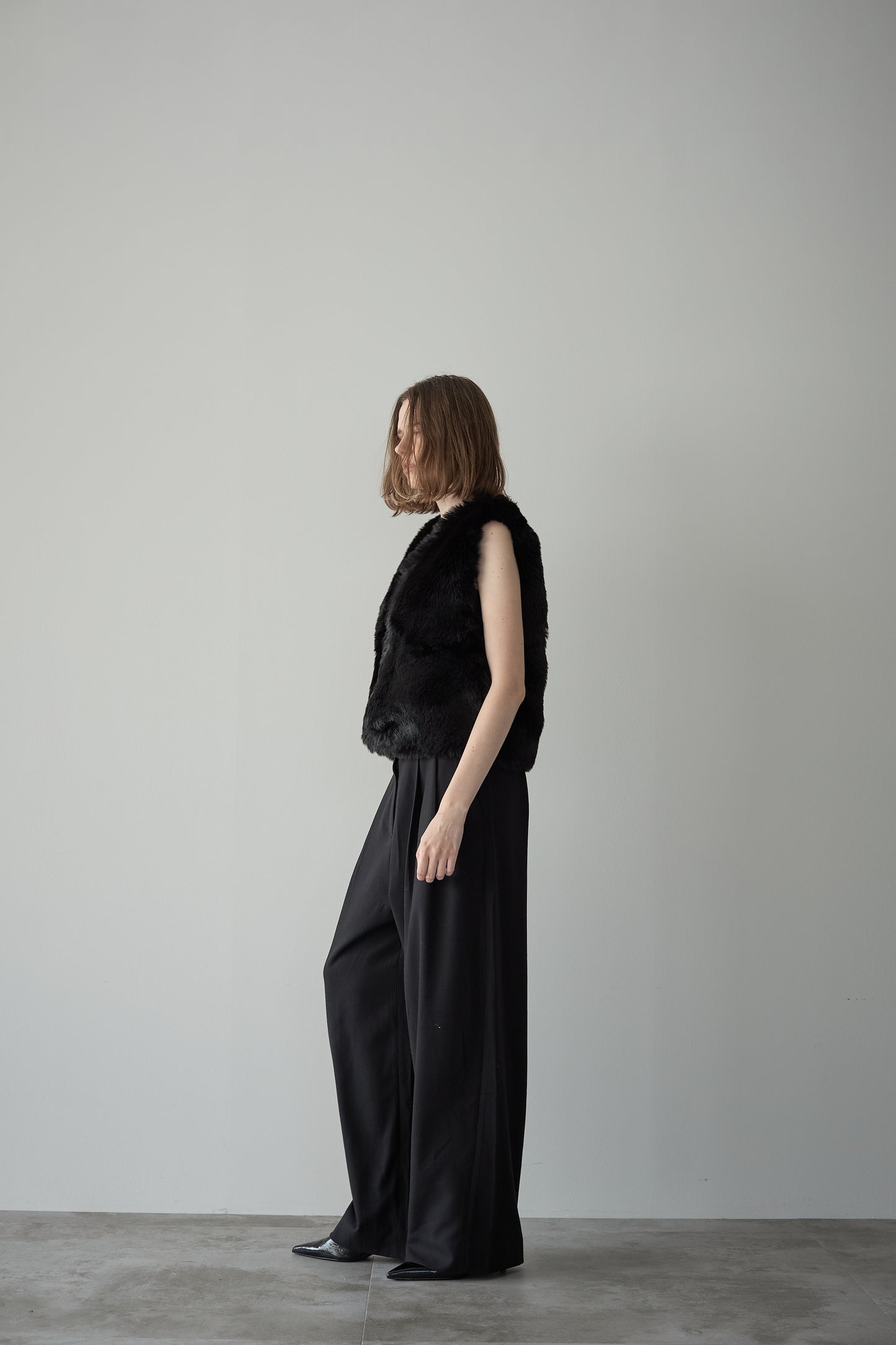 ファーショートベスト【BLACK】