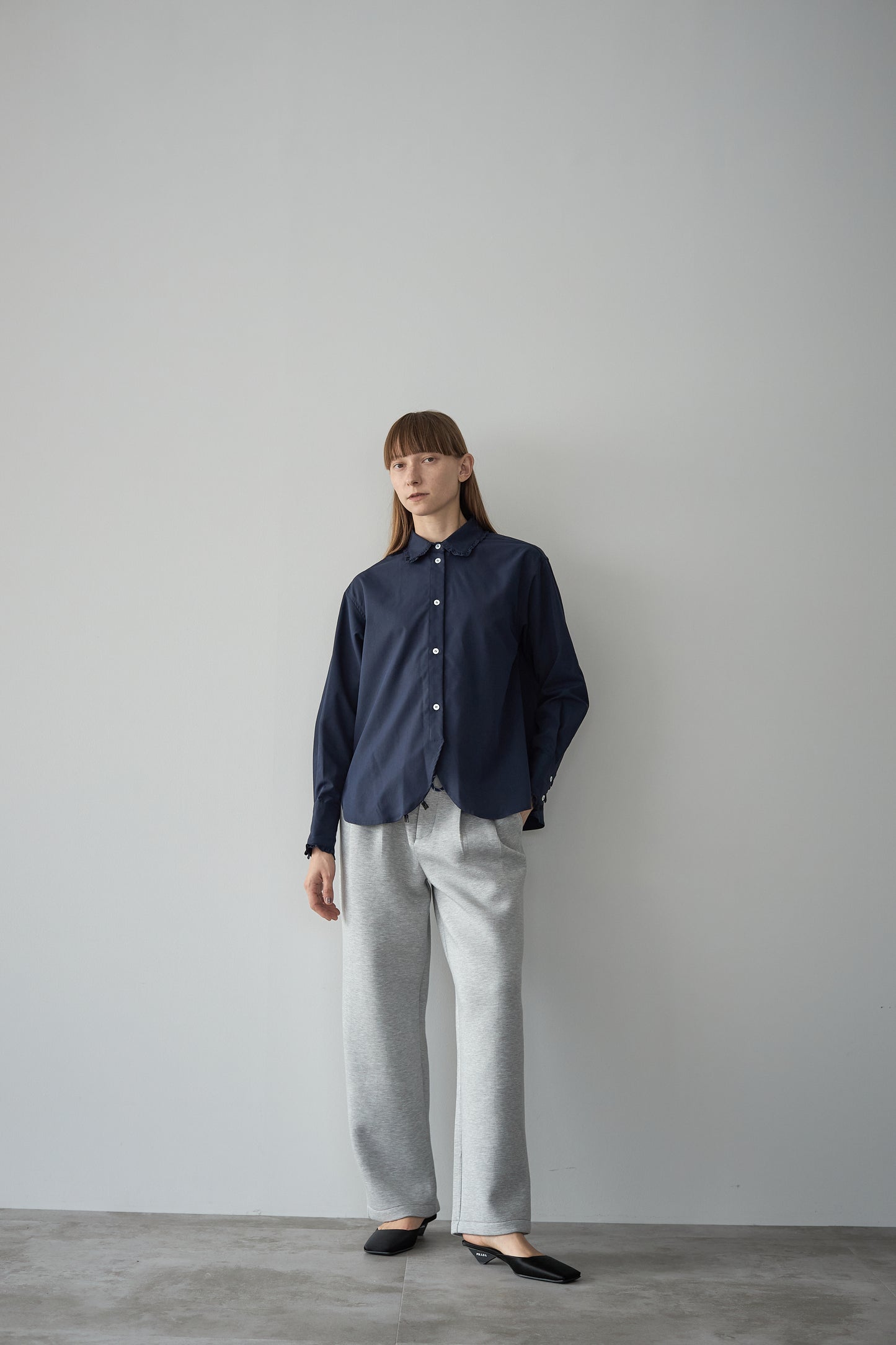 フリルカラーシャツ【NAVY】