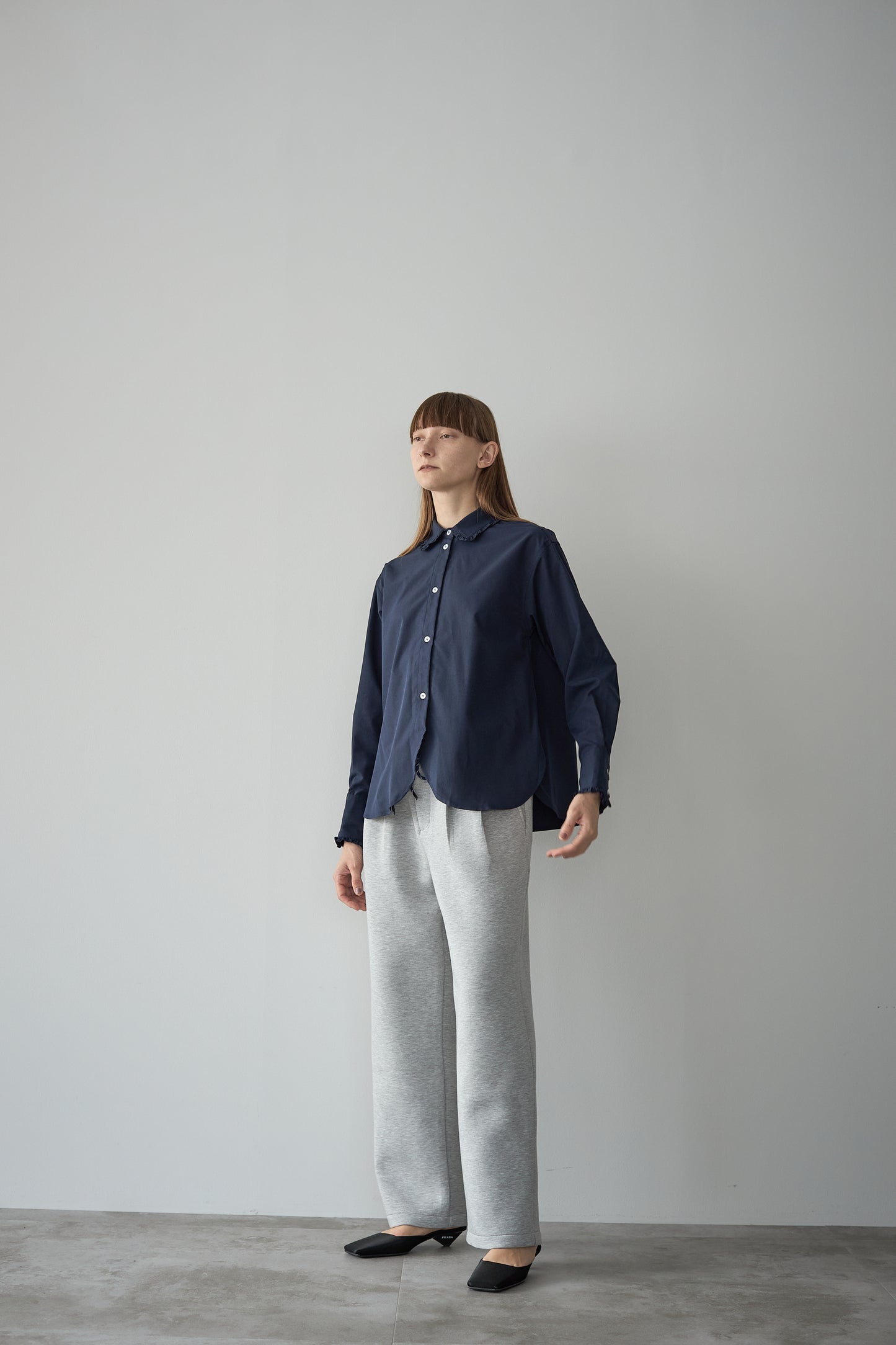フリルカラーシャツ【NAVY】