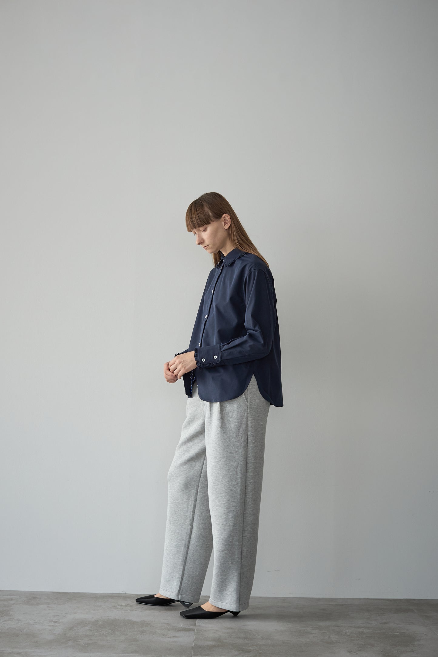 フリルカラーシャツ【NAVY】