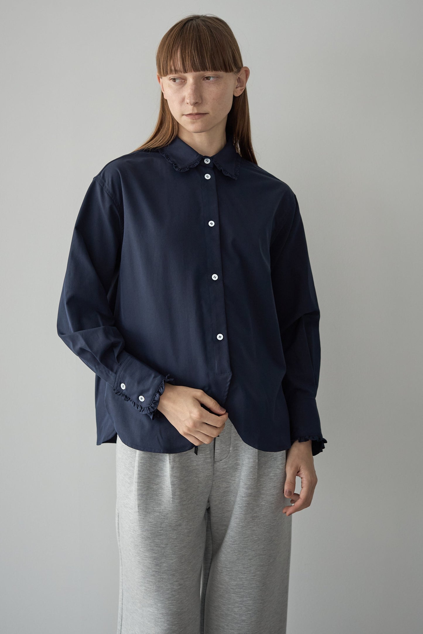 フリルカラーシャツ【NAVY】