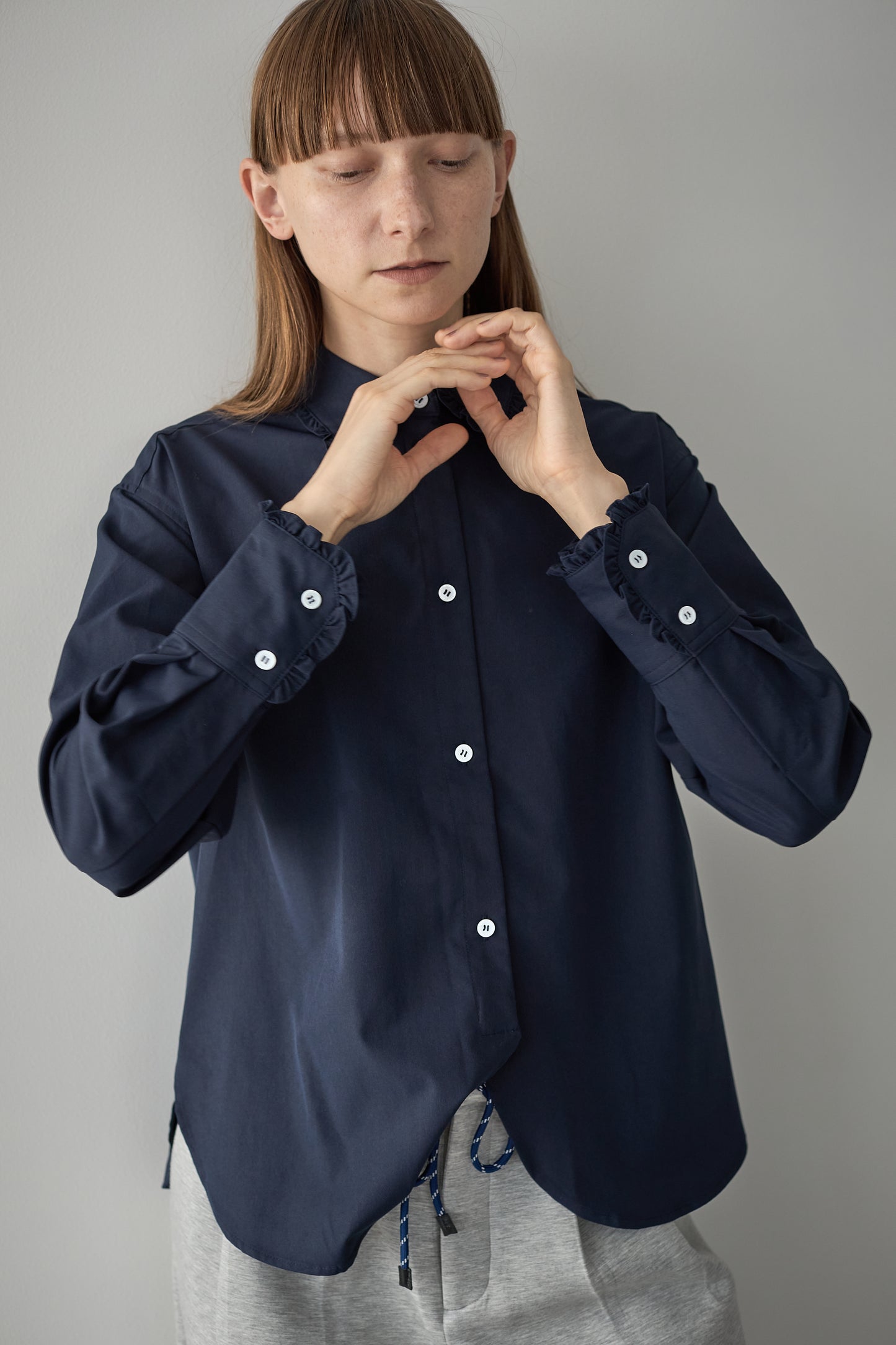 フリルカラーシャツ【NAVY】