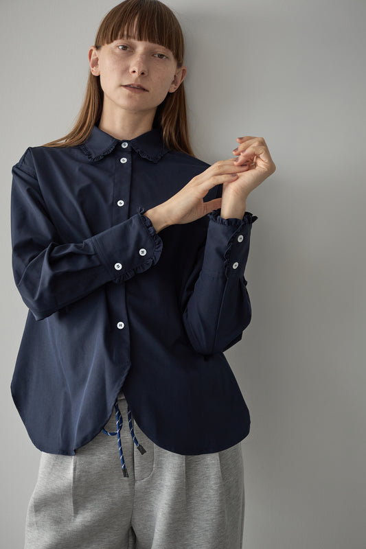 フリルカラーシャツ【NAVY】