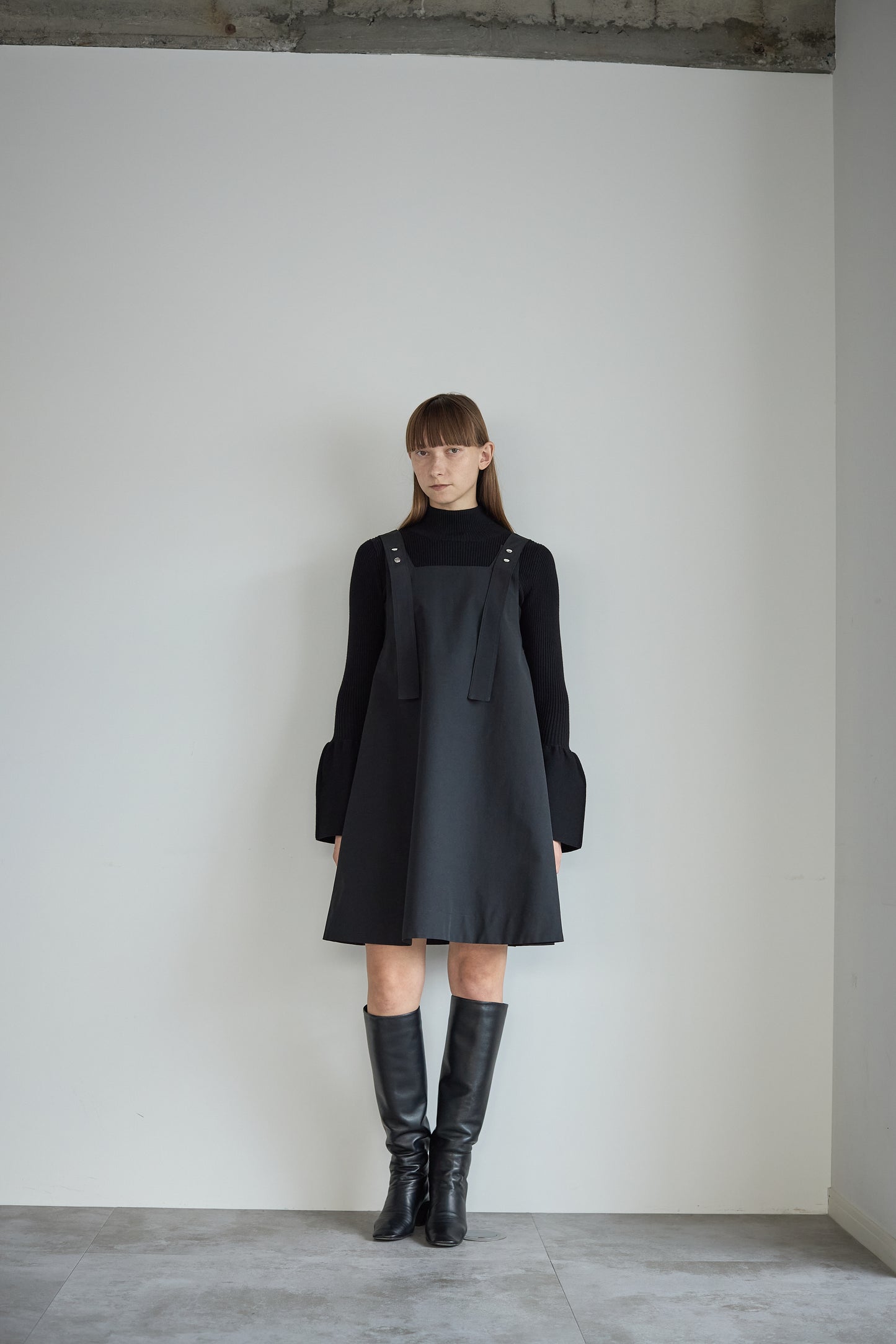 ボタンミニワンピース【BLACK】