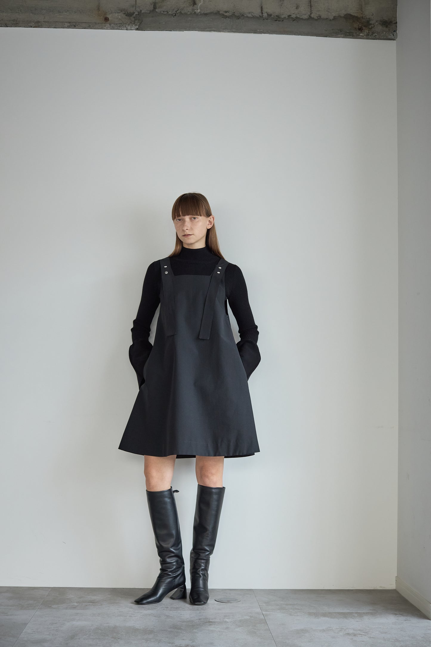 ボタンミニワンピース【BLACK】