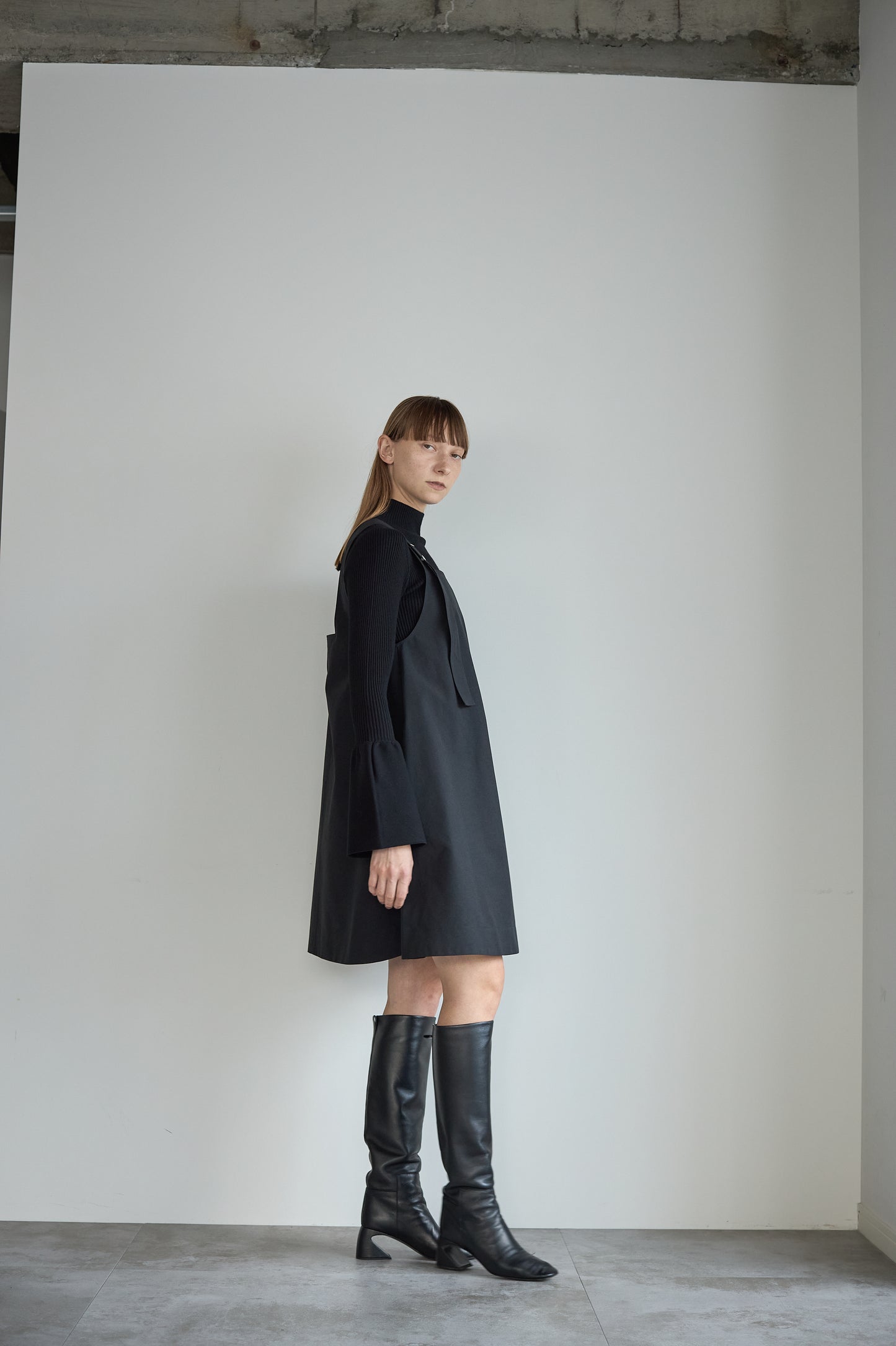 ボタンミニワンピース【BLACK】